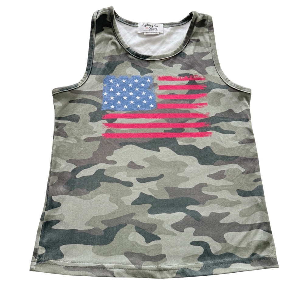 Sydney So Sweet Kids Camo American Flag Tank Top 3XL Green‎ Patriotic Sleeveless